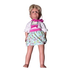 Gotz Puppenmanufaktur Germany Blonde Blue Eyed Vinyl Cloth Girl Doll 624 Floral
